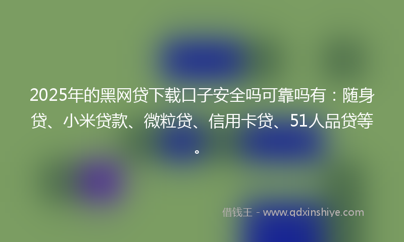 2025年的黑网贷下载口子安全吗可靠吗有：随身贷、小米贷款、微粒贷、信用卡贷、51人品贷等。