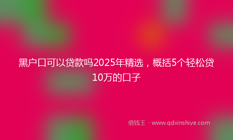 黑户口可以贷款吗2025年精选，概括5个轻松贷10万的口子