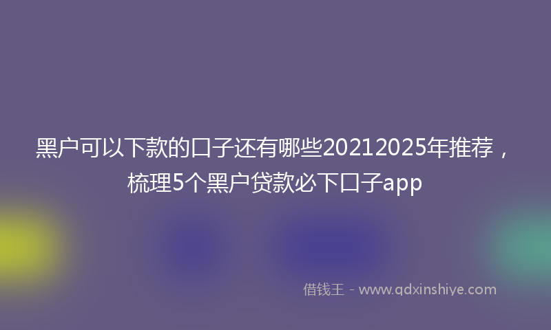 黑户可以下款的口子还有哪些20212025年推荐，梳理5个黑户贷款必下口子app