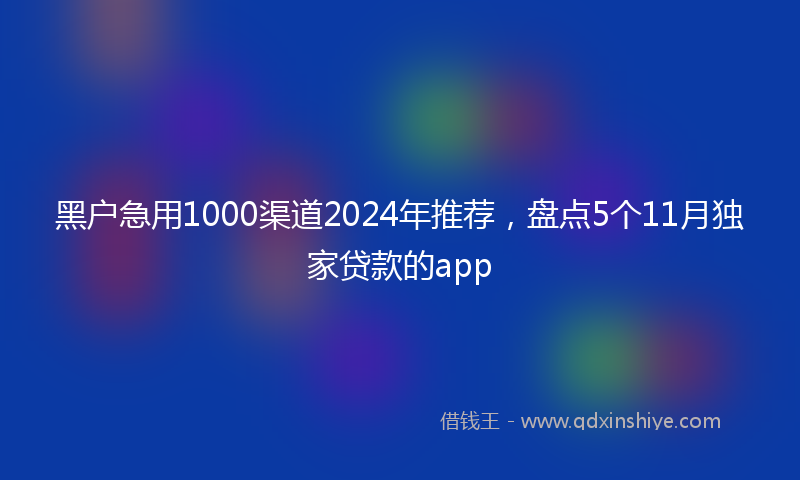 黑户急用1000渠道2024年推荐，盘点5个11月独家贷款的app