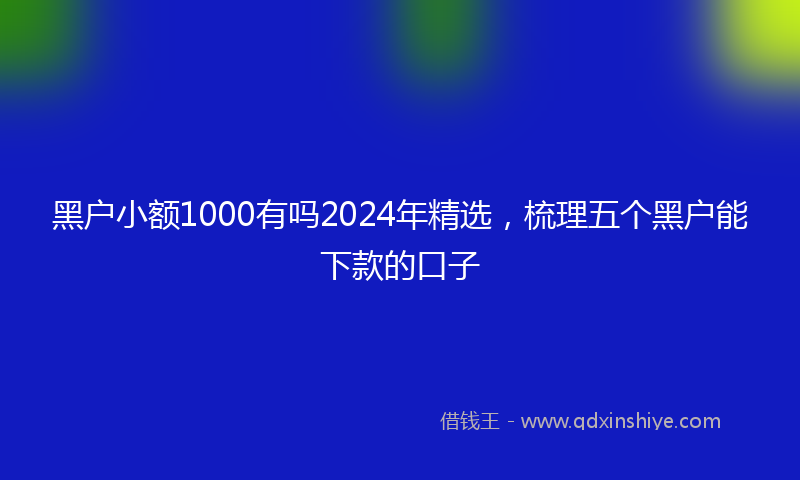 黑户小额1000有吗2024年精选，梳理五个黑户能下款的口子