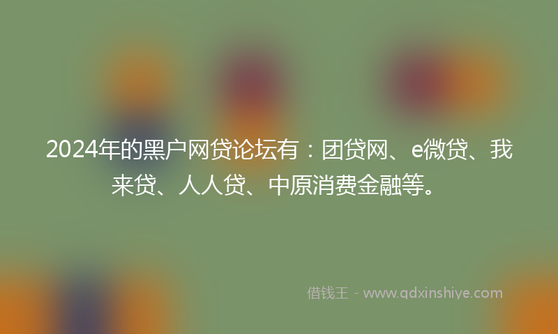 2024年的黑户网贷论坛有：团贷网、e微贷、我来贷、人人贷、中原消费金融等。