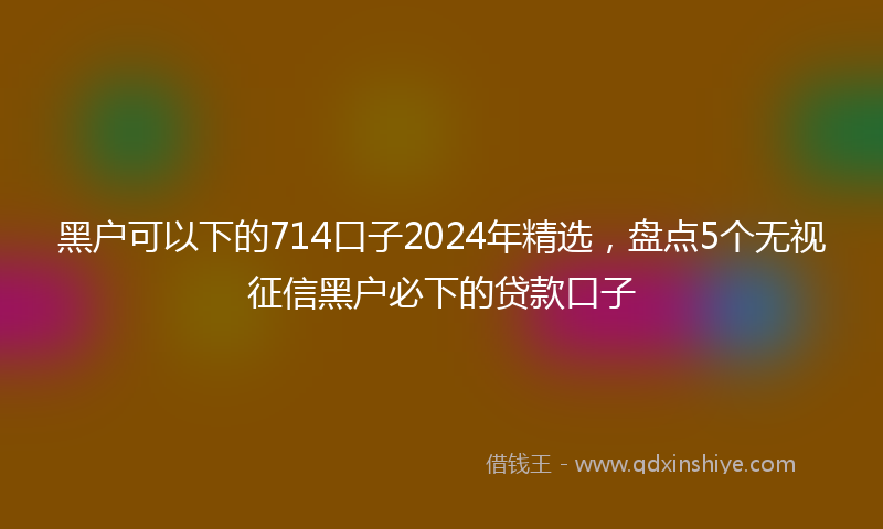 黑户可以下的714口子2024年精选，盘点5个无视征信黑户必下的贷款口子