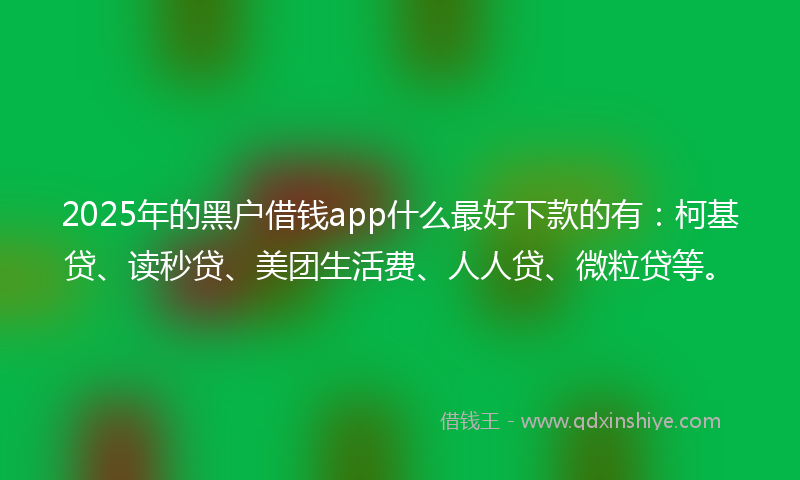 2025年的黑户借钱app什么最好下款的有：柯基贷、读秒贷、美团生活费、人人贷、微粒贷等。