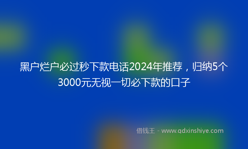黑户烂户必过秒下款电话2024年推荐，归纳5个3000元无视一切必下款的口子