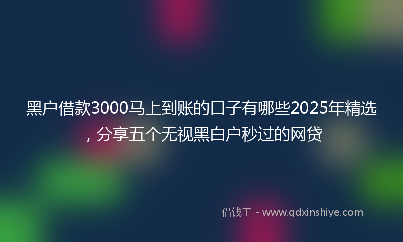 黑户借款3000马上到账的口子有哪些2025年精选，分享五个无视黑白户秒过的网贷