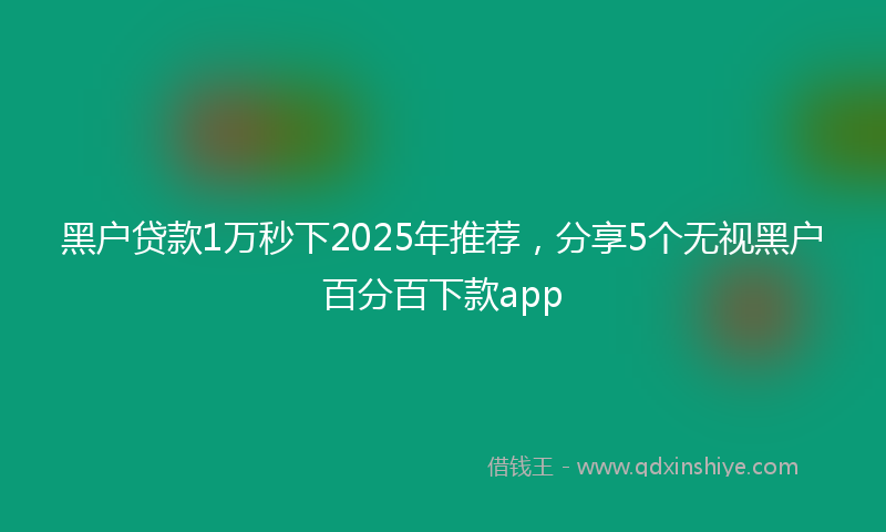黑户贷款1万秒下2025年推荐，分享5个无视黑户百分百下款app