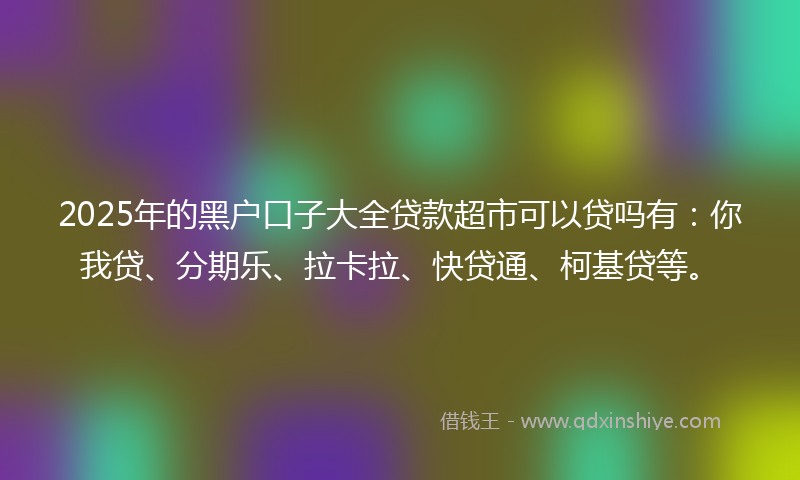 2025年的黑户口子大全贷款超市可以贷吗有：你我贷、分期乐、拉卡拉、快贷通、柯基贷等。
