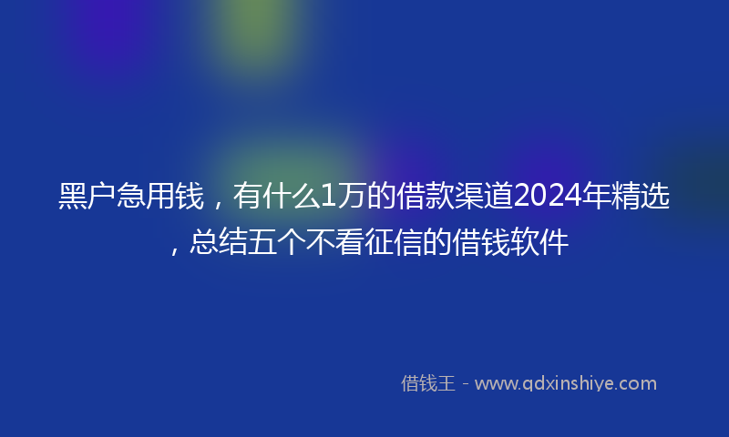 黑户急用钱，有什么1万的借款渠道2024年精选，总结五个不看征信的借钱软件