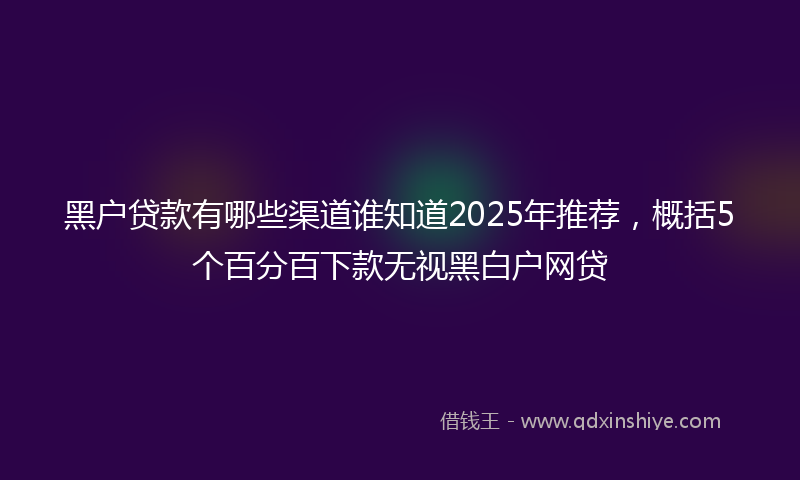 黑户贷款有哪些渠道谁知道2025年推荐，概括5个百分百下款无视黑白户网贷
