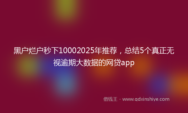 黑户烂户秒下10002025年推荐，总结5个真正无视逾期大数据的网贷app