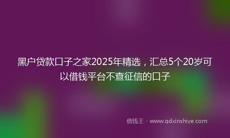 黑户贷款口子之家2025年精选，汇总5个20岁可以借钱平台不查征信的口子