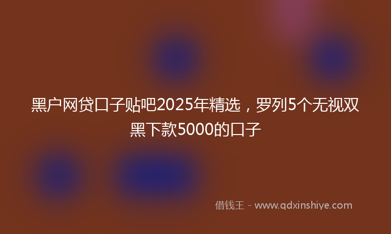 黑户网贷口子贴吧2025年精选，罗列5个无视双黑下款5000的口子
