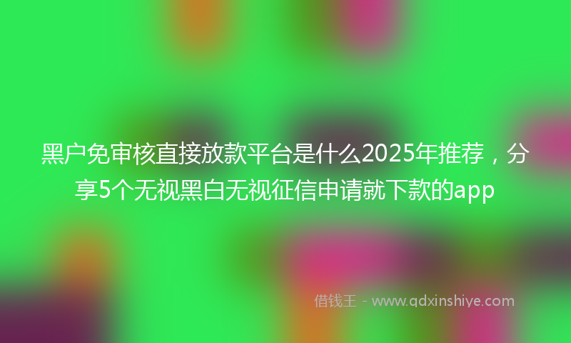 黑户免审核直接放款平台是什么2025年推荐，分享5个无视黑白无视征信申请就下款的app