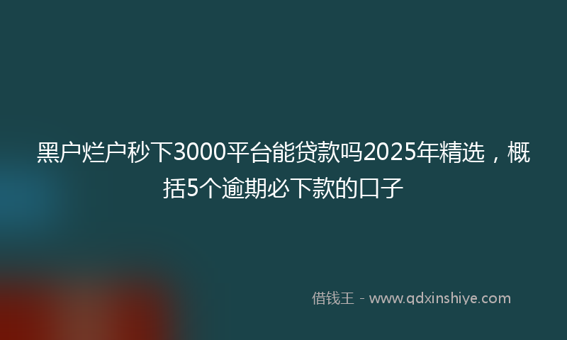 黑户烂户秒下3000平台能贷款吗2025年精选，概括5个逾期必下款的口子