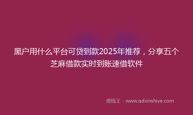 黑户用什么平台可贷到款2025年推荐，分享五个芝麻借款实时到账速借软件