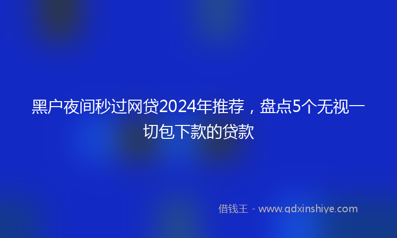 黑户夜间秒过网贷2024年推荐，盘点5个无视一切包下款的贷款