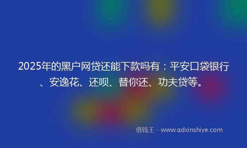 2025年的黑户网贷还能下款吗有：平安口袋银行、安逸花、还呗、替你还、功夫贷等。