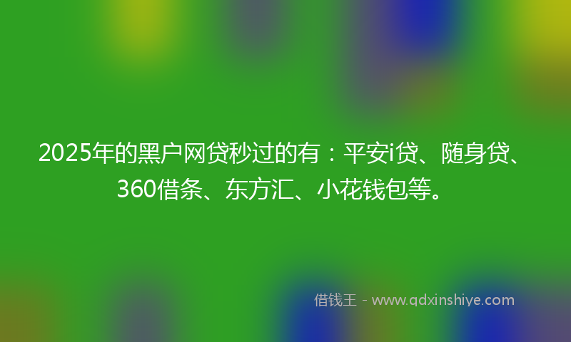 2025年的黑户网贷秒过的有：平安i贷、随身贷、360借条、东方汇、小花钱包等。