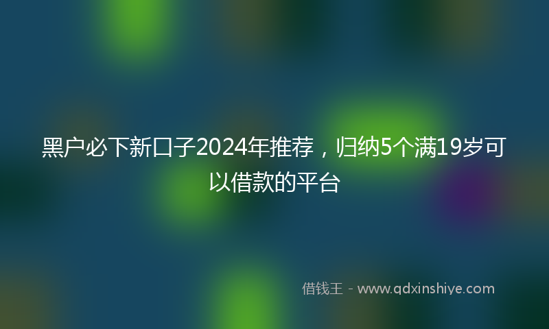 黑户必下新口子2024年推荐，归纳5个满19岁可以借款的平台