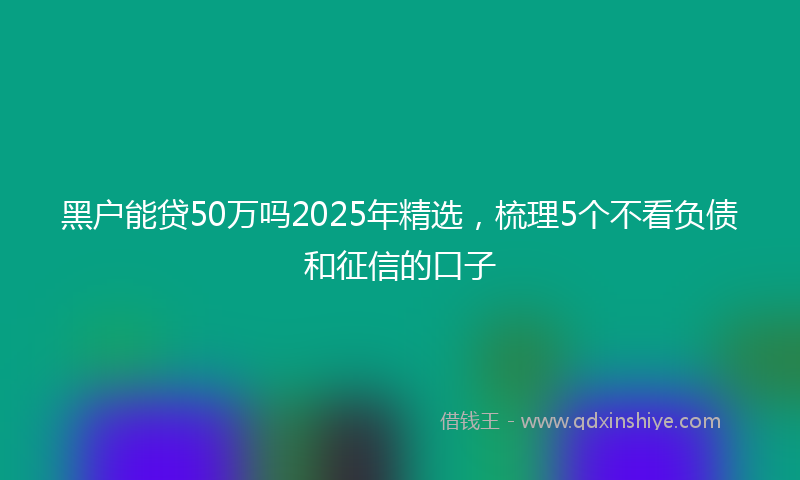 黑户能贷50万吗2025年精选，梳理5个不看负债和征信的口子