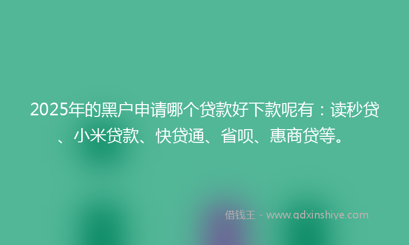 2025年的黑户申请哪个贷款好下款呢有：读秒贷、小米贷款、快贷通、省呗、惠商贷等。