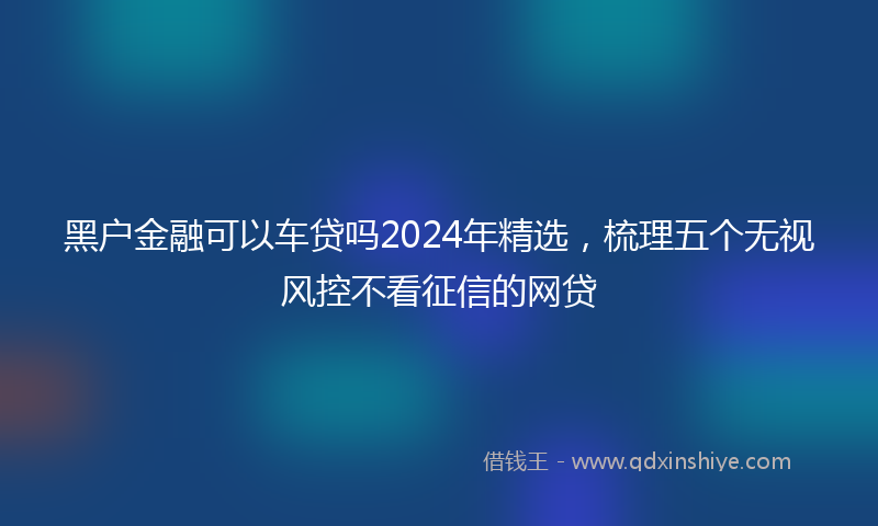 黑户金融可以车贷吗2024年精选，梳理五个无视风控不看征信的网贷