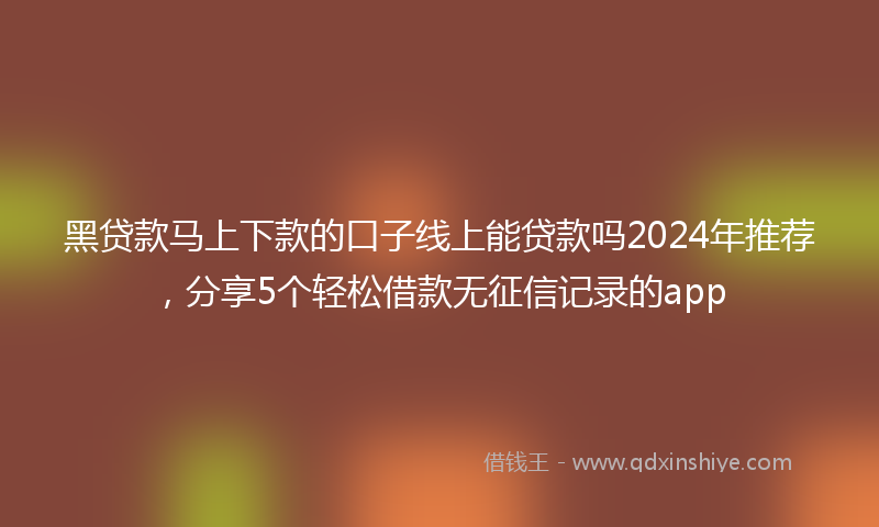黑贷款马上下款的口子线上能贷款吗2024年推荐，分享5个轻松借款无征信记录的app