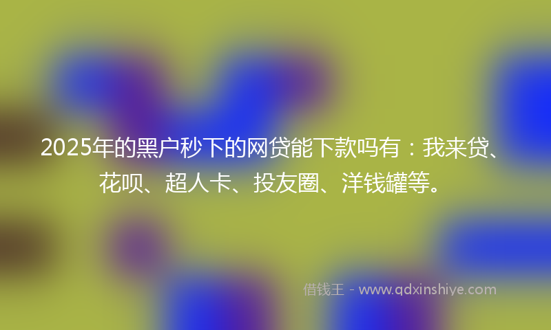2025年的黑户秒下的网贷能下款吗有：我来贷、花呗、超人卡、投友圈、洋钱罐等。