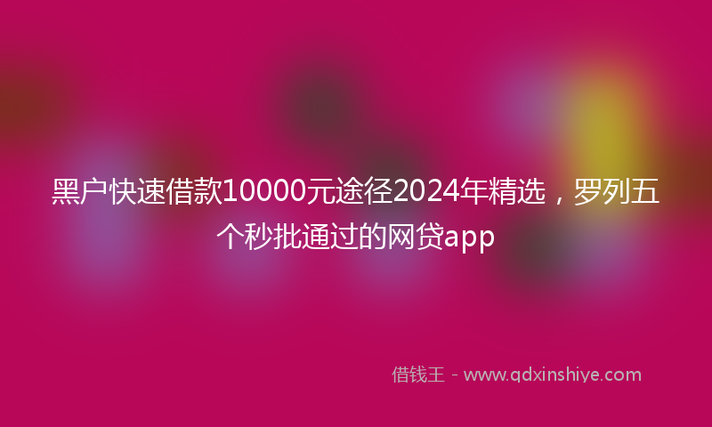 黑户快速借款10000元途径2024年精选，罗列五个秒批通过的网贷app