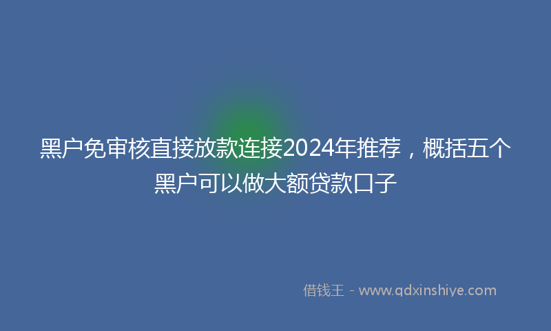 黑户免审核直接放款连接2024年推荐，概括五个黑户可以做大额贷款口子
