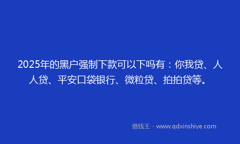 2025年的黑户强制下款可以下吗有：你我贷、人人贷、平安口袋银行、微粒贷、拍拍贷等。