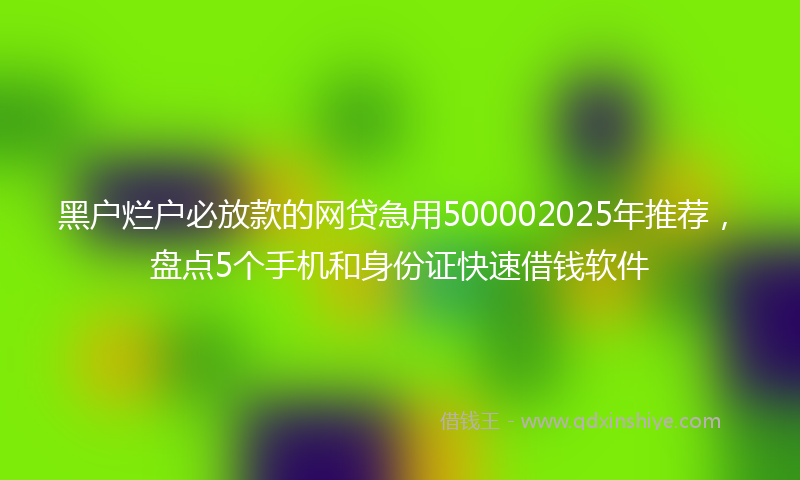 黑户烂户必放款的网贷急用500002025年推荐，盘点5个手机和身份证快速借钱软件
