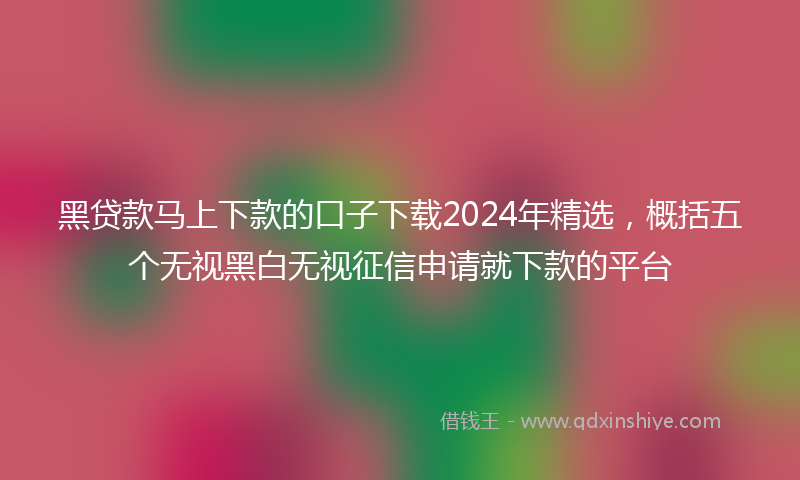 黑贷款马上下款的口子下载2024年精选，概括五个无视黑白无视征信申请就下款的平台