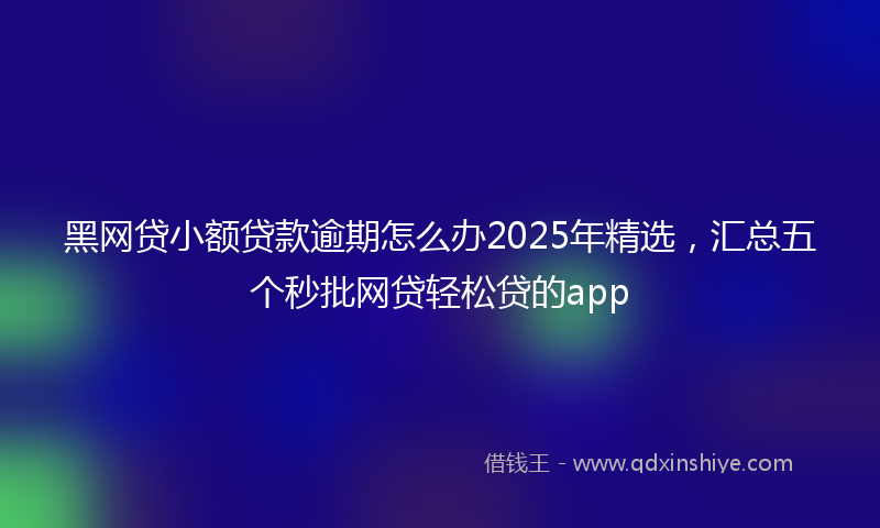 黑网贷小额贷款逾期怎么办2025年精选，汇总五个秒批网贷轻松贷的app