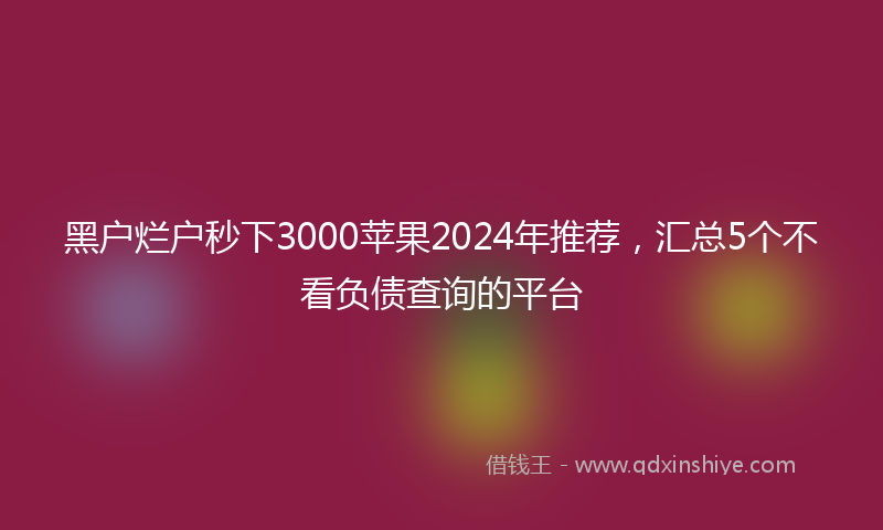 黑户烂户秒下3000苹果2024年推荐，汇总5个不看负债查询的平台
