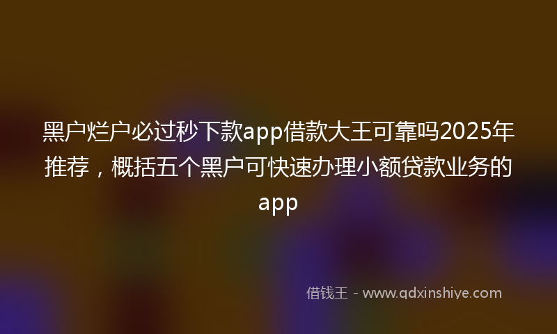黑户烂户必过秒下款app借款大王可靠吗2025年推荐，概括五个黑户可快速办理小额贷款业务的app