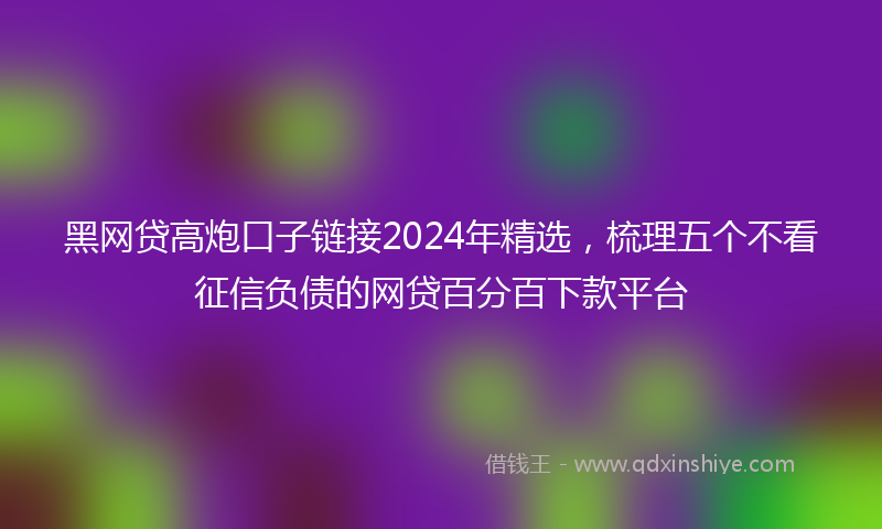 黑网贷高炮口子链接2024年精选，梳理五个不看征信负债的网贷百分百下款平台