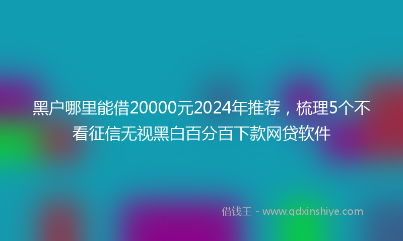 黑户哪里能借20000元2024年推荐，梳理5个不看征信无视黑白百分百下款网贷软件