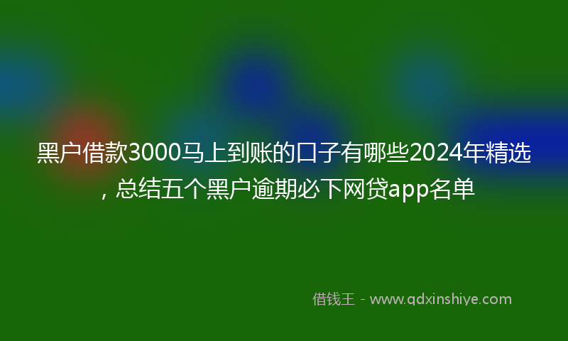 黑户借款3000马上到账的口子有哪些2024年精选，总结五个黑户逾期必下网贷app名单