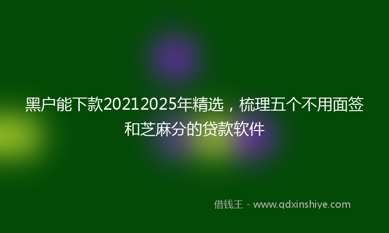 黑户能下款20212025年精选，梳理五个不用面签和芝麻分的贷款软件