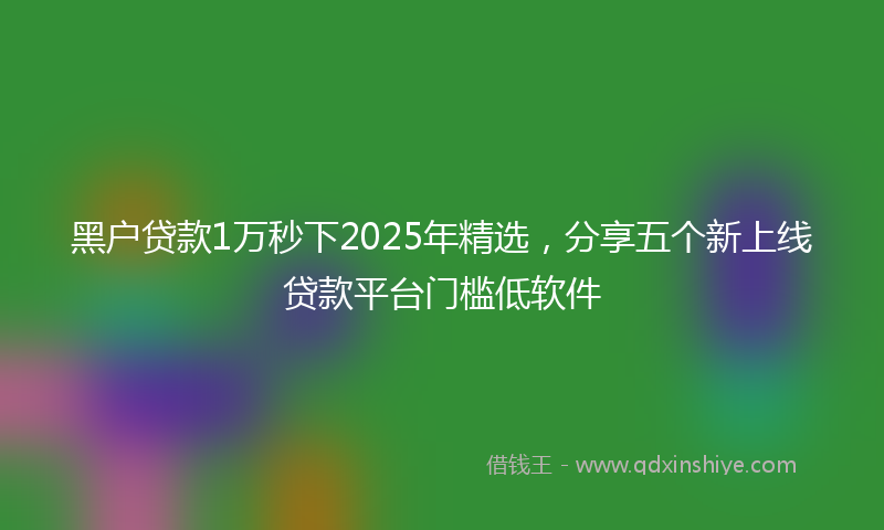 黑户贷款1万秒下2025年精选，分享五个新上线贷款平台门槛低软件