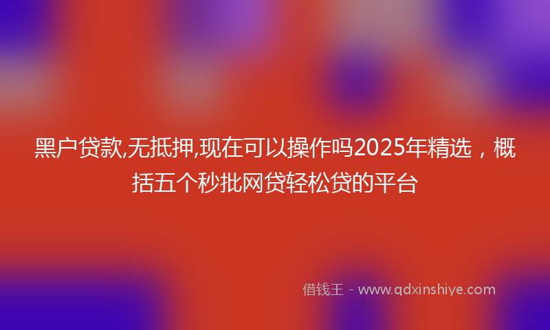 黑户贷款,无抵押,现在可以操作吗2025年精选，概括五个秒批网贷轻松贷的平台