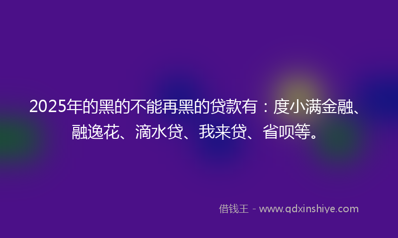 2025年的黑的不能再黑的贷款有：度小满金融、融逸花、滴水贷、我来贷、省呗等。