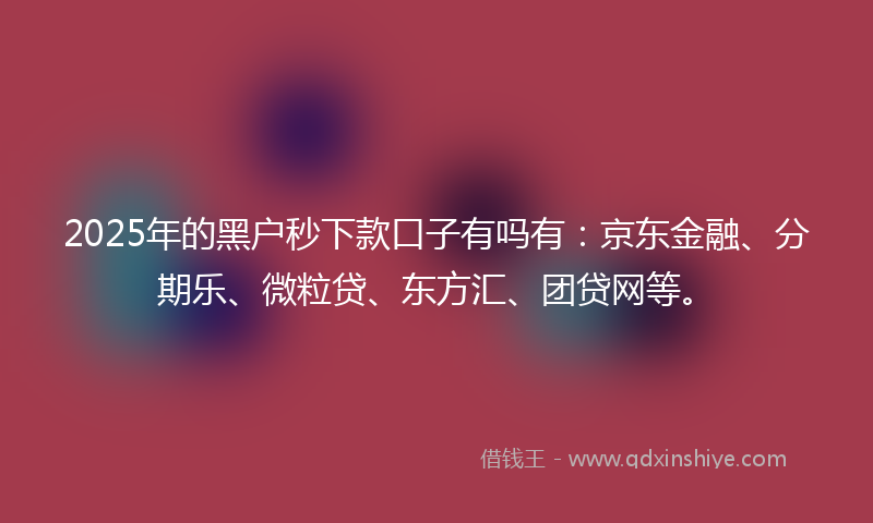 2025年的黑户秒下款口子有吗有：京东金融、分期乐、微粒贷、东方汇、团贷网等。