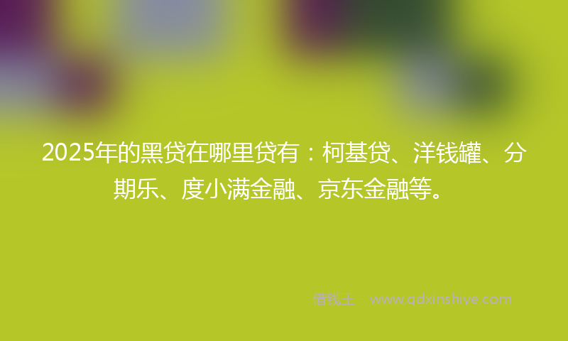 2025年的黑贷在哪里贷有：柯基贷、洋钱罐、分期乐、度小满金融、京东金融等。