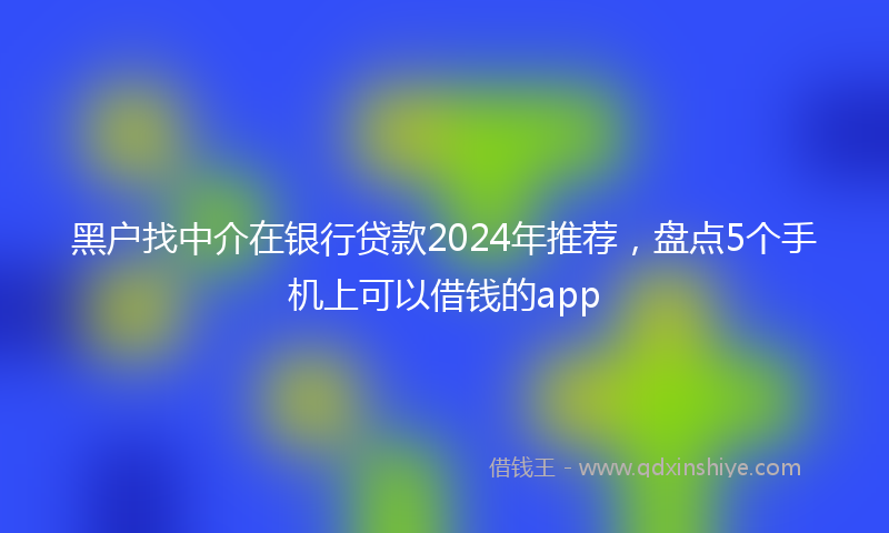 黑户找中介在银行贷款2024年推荐，盘点5个手机上可以借钱的app