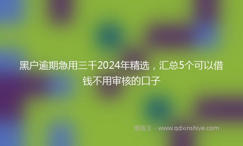 黑户逾期急用三千2024年精选，汇总5个可以借钱不用审核的口子