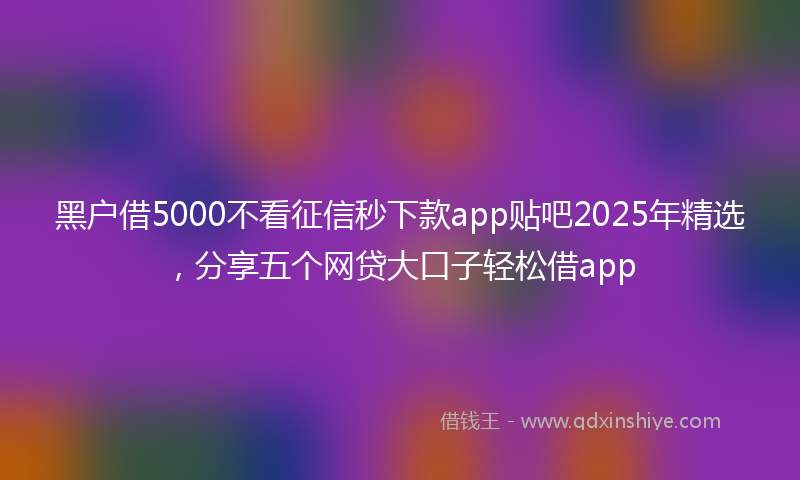 黑户借5000不看征信秒下款app贴吧2025年精选，分享五个网贷大口子轻松借app