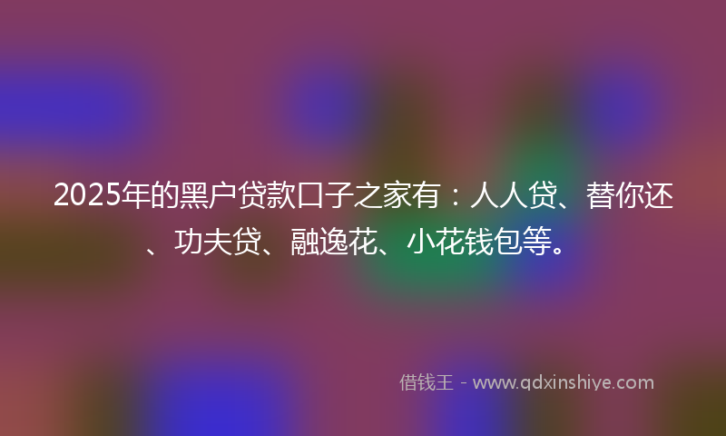 2025年的黑户贷款口子之家有：人人贷、替你还、功夫贷、融逸花、小花钱包等。